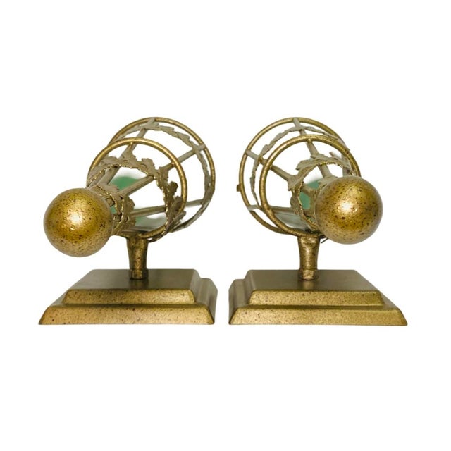 Metal Vintage Art Deco Wall Sconces, Non-Electrical Metal With Frosted Glass Insert - a Pair For Sale - Image 7 of 8
