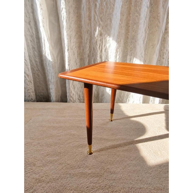 Mid-Century Modern Teak Coffee Table with Brass Feet, Sweden, 1960s For Sale - Image 6 of 12