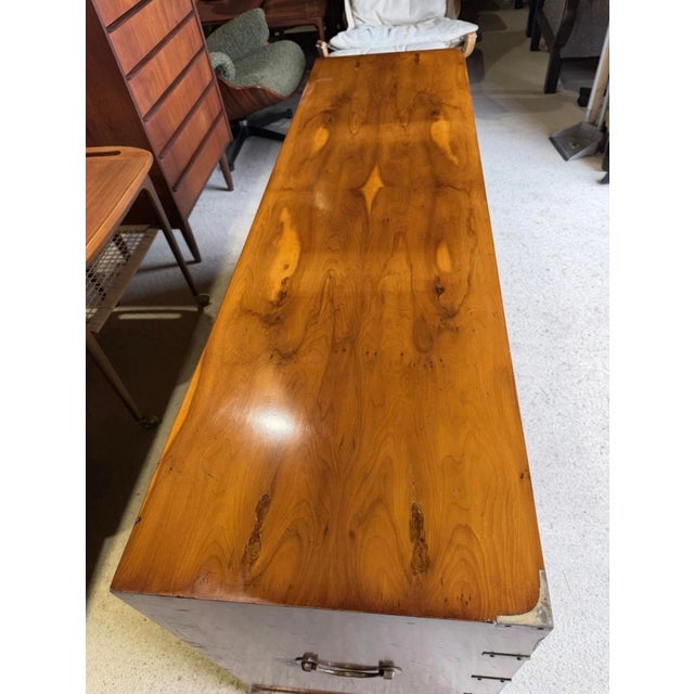 Antique Military Campaign Sideboard in Burr and Burl Walnut For Sale - Image 11 of 18