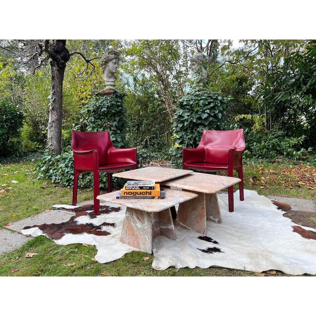 Beautiful solid marble nesting tables, with differing heights, to nest accordingly. Can be arranged in many different...