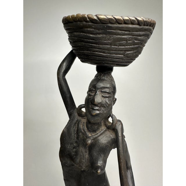 Tribal Female Solid Bronze Finish Figurine For Sale - Image 9 of 12