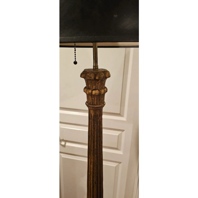 This exquisite pair of Antique Giltwood Neoclassical Floor Lamps are beautifully sculpted with golden-hued columns and...