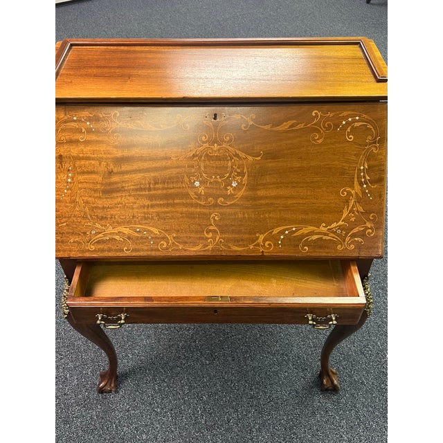 1900 - 1909 Antique Inlaid French Ladies Writing Desk For Sale - Image 5 of 12