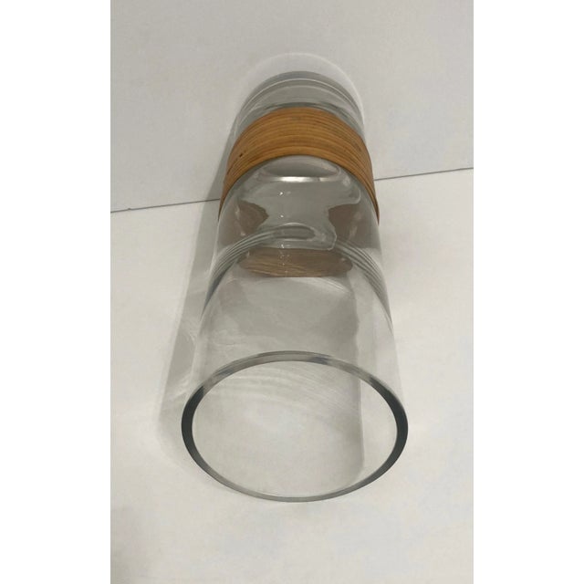 Boho Chic Mid 20th Century Rattan and Glass Vase For Sale - Image 3 of 6