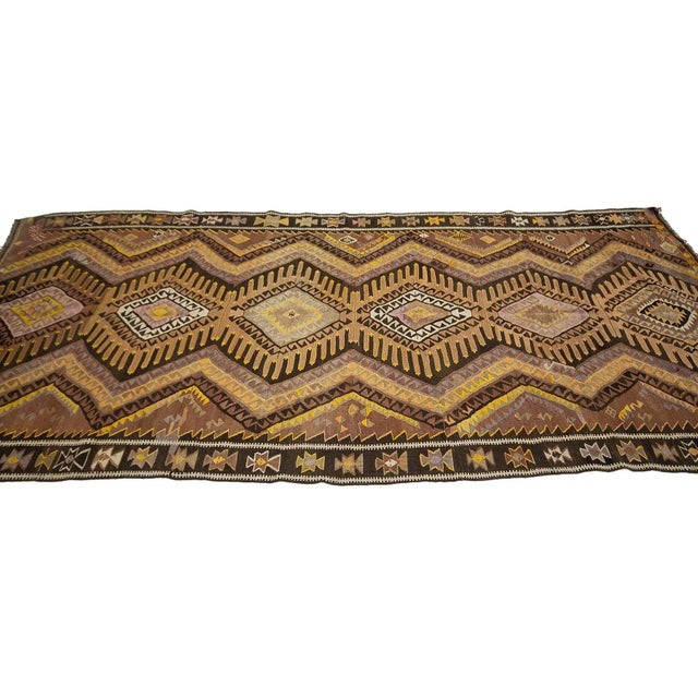 Vintage Turkish Kars Kilim Rug For Sale - Image 4 of 7