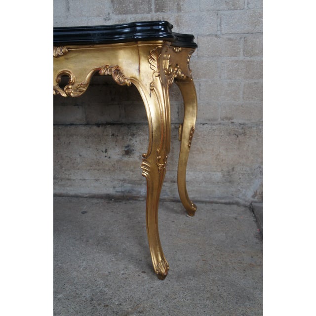 20th Century Italian Serpentine Baroque Rococo Style Faux Marble Console Table For Sale - Image 6 of 13