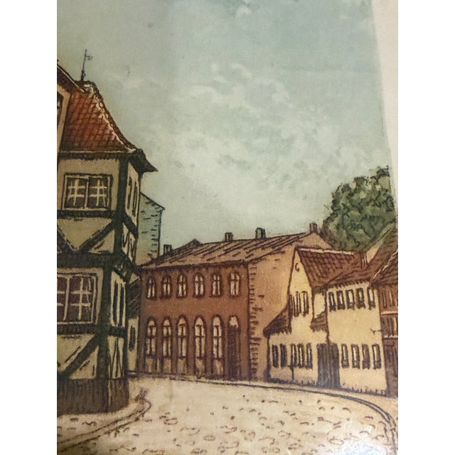 Late 20th Century Otto Holm - Sønderborg Street Scene, Hand-Colored Etching For Sale - Image 4 of 10