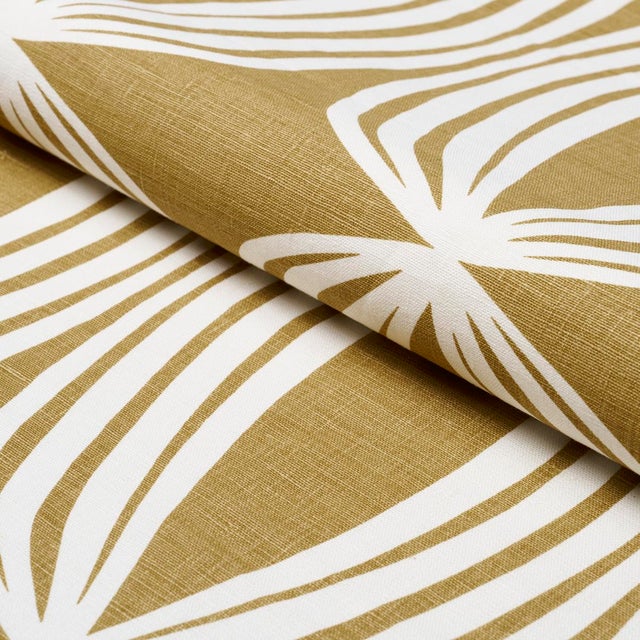Schumacher SAMPLE - Schumacher Fontana Fabric In Ochre For Sale - Image 4 of 5