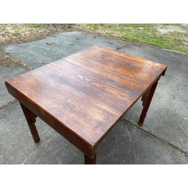 Antique Oak Jacobean Revival Dining Table | Carved English Farmhouse Table For Sale - Image 4 of 6
