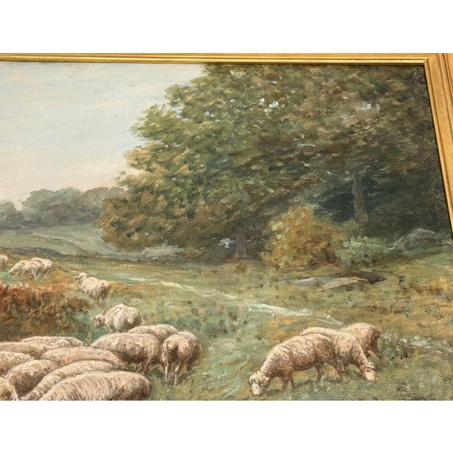 Early 20th Century G. A. Hays American Sheep Pasture Landscape Oil Painting, Circa 1900. For Sale - Image 5 of 13