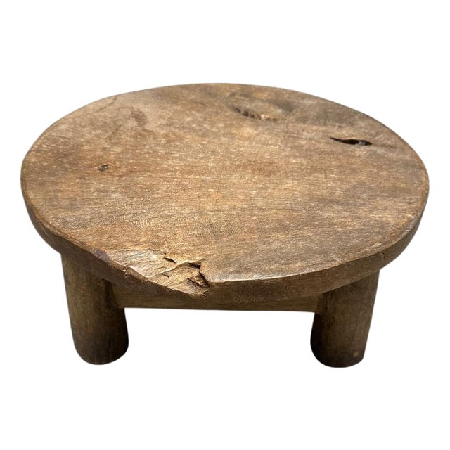 Antique Teak Wood Side Table or Stool For Sale