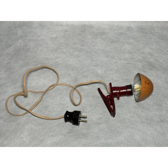 Maroon Bakelite Clamp Reading Lamp, Germany, 1960s For Sale - Image 8 of 10
