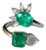 18k Gold, 2.63 Carats, Natural Zambian Emerald & Rose Cut Diamonds Cocktail Ring, Size 6 For Sale