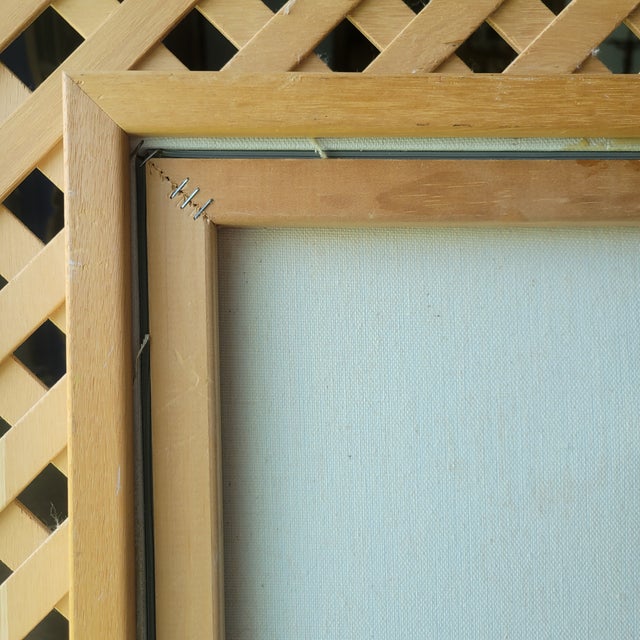 Vintage Raw Wood Lattice Framed Floral Oil Painting by L. Tunnell Ooak Cottage For Sale - Image 17 of 18