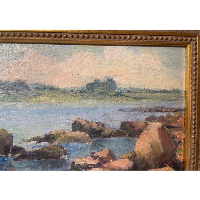 Antique Fred Cuming Realistic Seascape Coast Nautical Oil Painting Leon Chestel For Sale - Image 4 of 11
