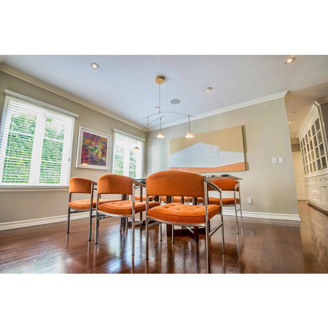 Milo Baughman Attributed Chrome and Walnut Dining Chairs - Set of 8 For Sale - Image 10 of 10