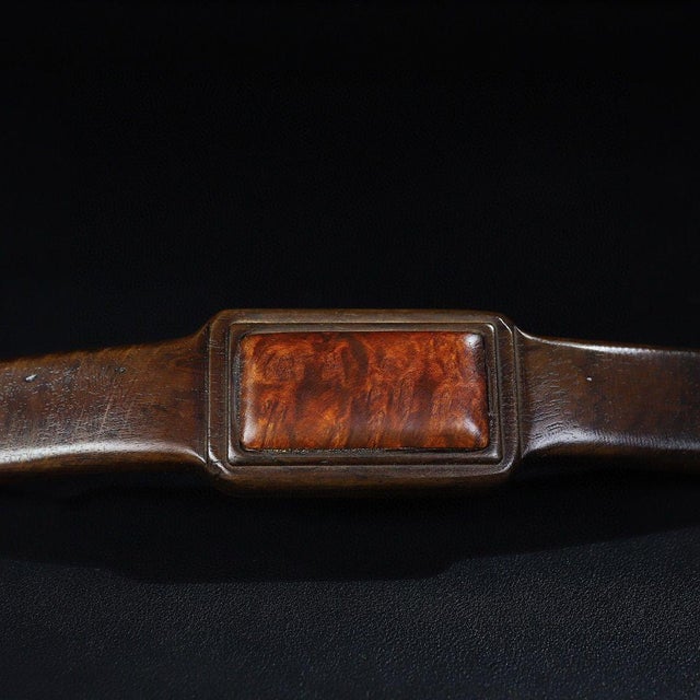 Vintage Chinese Huali Rosewood Ruyi Scepter | Burl Wood Inlaid Scholar's Object For Sale - Image 9 of 9