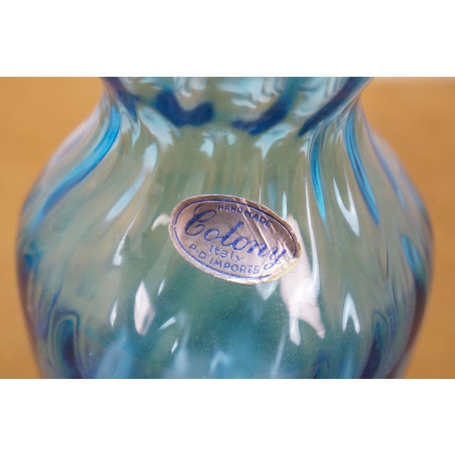 Vintage 4pc Blue Art Glass Decanter Pitcher Vase Votive Holder Mary Gregory For Sale - Image 12 of 18