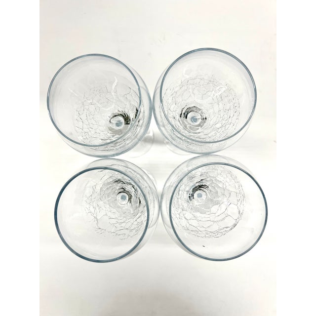 Stemware Set Of 4 Beautiful Modern Wine Glasses With Ice Crackle Effect $120 - Hand formed, so each glass is slightly...