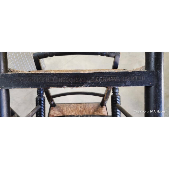 Set of 5 Antique 19th Century Black Stenciled L Hitchcock Country Dining Chairs For Sale - Image 10 of 17