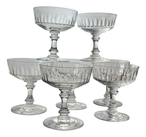 Vintage Crystal Champagne Glasses, 1950s, Set of 7