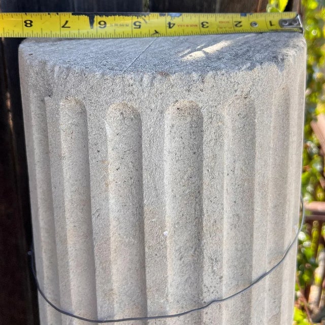 White American Neoclassical Limestone Fluted Architectural Pillar Column For Sale - Image 8 of 9