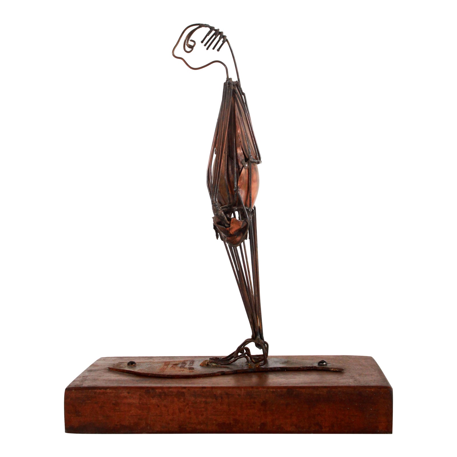 Brutalist Copper Wire Sculpture of a Man by E. Neri 1978 Chairish