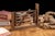 Early 20th-century wooden salesman sample demonstrating a working farm or livestock gate mechanism in miniature. The...