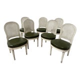Louis XVI Style Chairs in Patinated Beechwood, Set of 7 For Sale