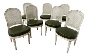Louis XVI Style Chairs in Patinated Beechwood, Set of 7