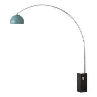 Nova of California Iconic Half Dome Floor Lamp - 95" Modern Arc Lamp, Crimson Red Shade, Satin Nickel Steel, Black Marble Base, Dimmable For Sale