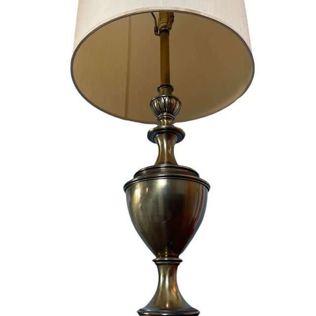 Vintage brass table lamp gold tone metal heavy urn trophy designer classic traditional mid century Gothic Hollywood...