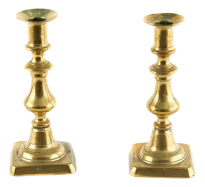 Antique Brass Candlesticks, 1900, Set of 2
