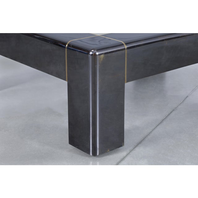 Monumental Vintage Gunmetal Coffee Table by Karl Springer For Sale - Image 9 of 12