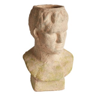 Weathered Garden Male Bust Planter For Sale