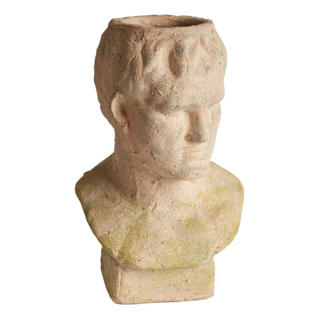 Weathered Garden Male Bust Planter For Sale
