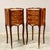 Pair of Napoleon III inlaid and threaded bedside tables with marble top and original gilded bronzes - with 3 drawers Early...