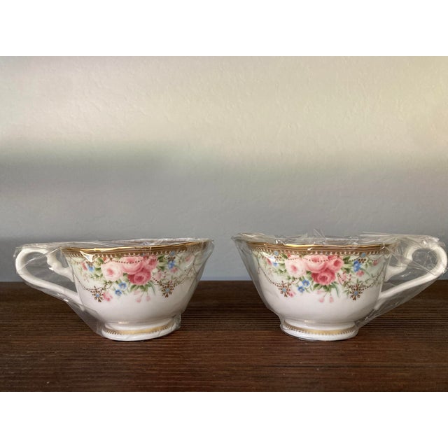 Noritake New in Box Noritake Fine China Tea Cups & Saucers, Set of 2 – Floral Gold Rim For Sale - Image 4 of 10