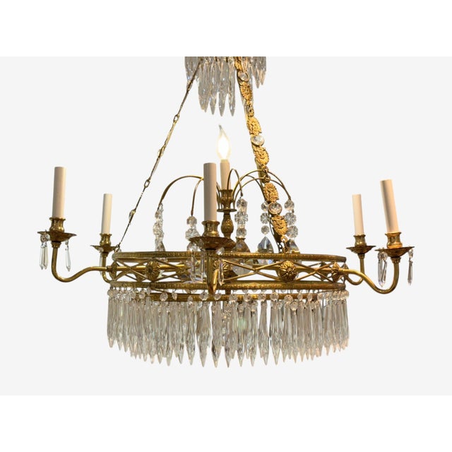 1950s Neoclassical, Bronze, Crystal, Chandelier, Italy, 1950s For Sale - Image 5 of 9