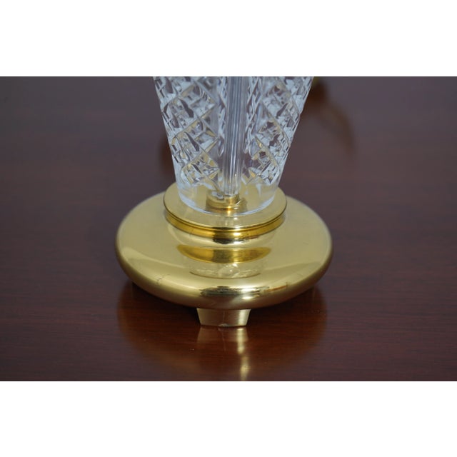 Waterford Crystal Small Table Lamp W. Brass Base For Sale In Philadelphia - Image 6 of 11
