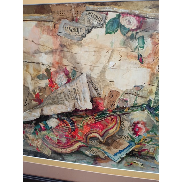 1960s Vittorio Turo Mid-Century Original Trompe Violin Collage – Framed 33" X 26" For Sale - Image 11 of 13