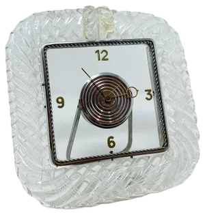 Mid-Century Art Deco Modern Table Clock in Murano Glass, 1950s