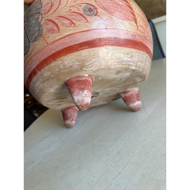 Vintage Tonalá Pottery Footed Planter – Hand-Painted Floral Design For Sale - Image 12 of 12