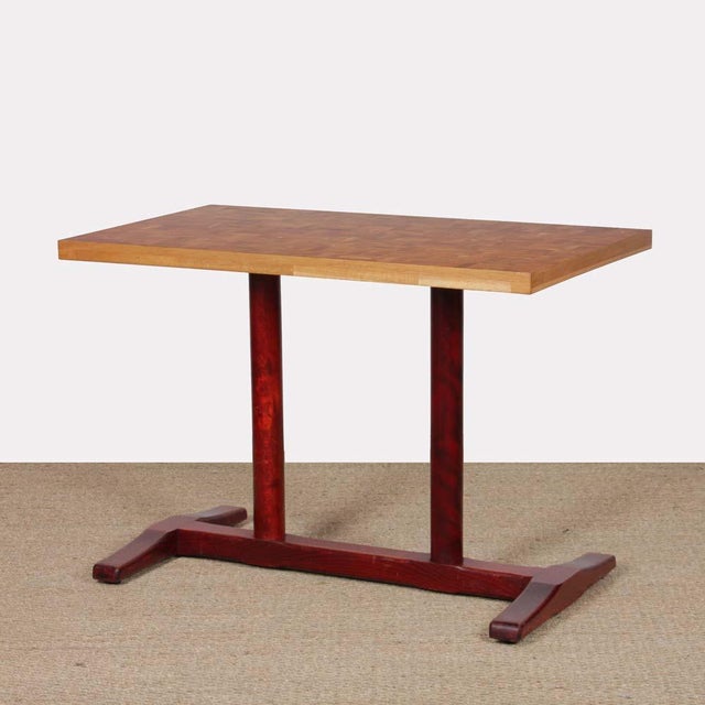 Brown Rectangular Dining Table with Upright Wooden Top, 1980 For Sale - Image 8 of 8