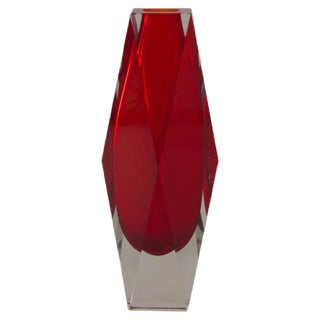 Red Murano Submerged Vase by Luigi Mandruzzo, 1960s For Sale