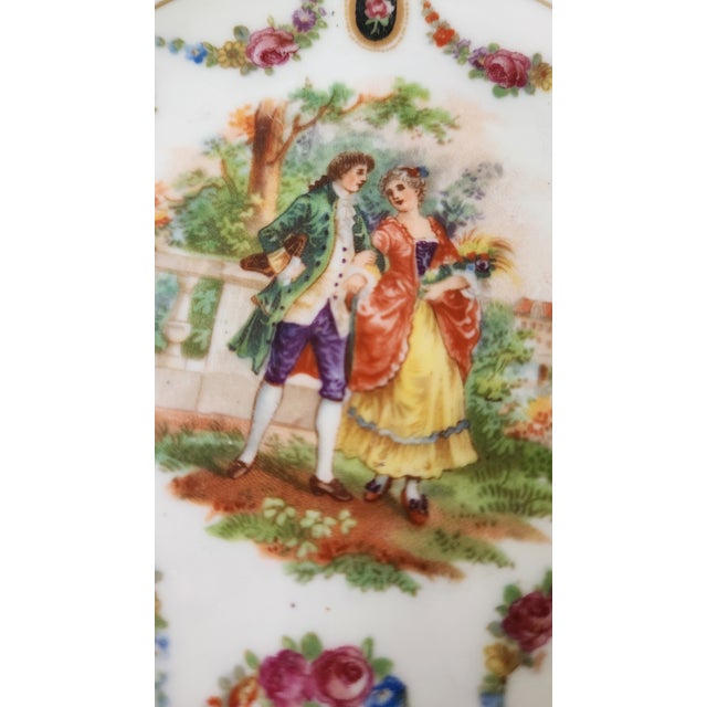 Pair of Vintage German Reticulated Porcelain Courting Couple Cabinet Plates For Sale - Image 14 of 16