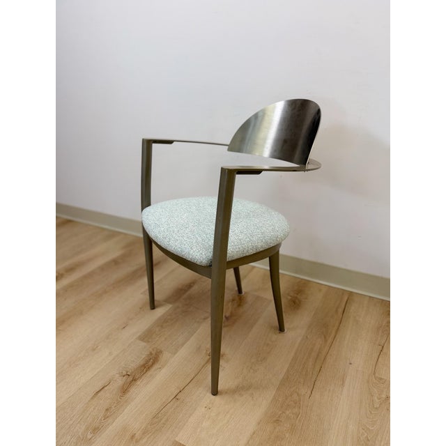 Late 20th Century Late 20th Century Elite Modernist Stainless Steel Dining Accent Chair Upholstered Seat For Sale - Image 5 of 10