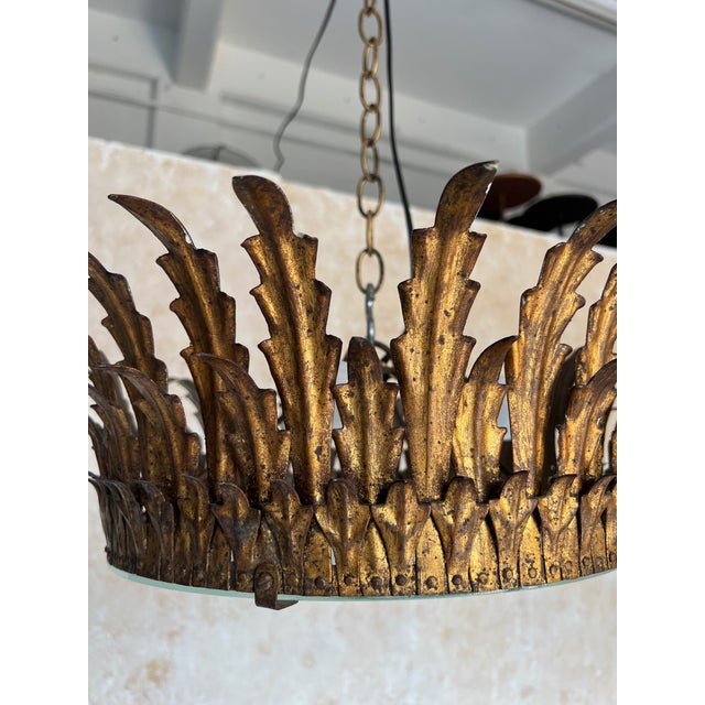 Spanish Feathered Crown Ceiling Fixture For Sale - Image 11 of 12