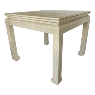 Karl Springer Style Grasscloth Wrapped Dining Table From 70's For Sale