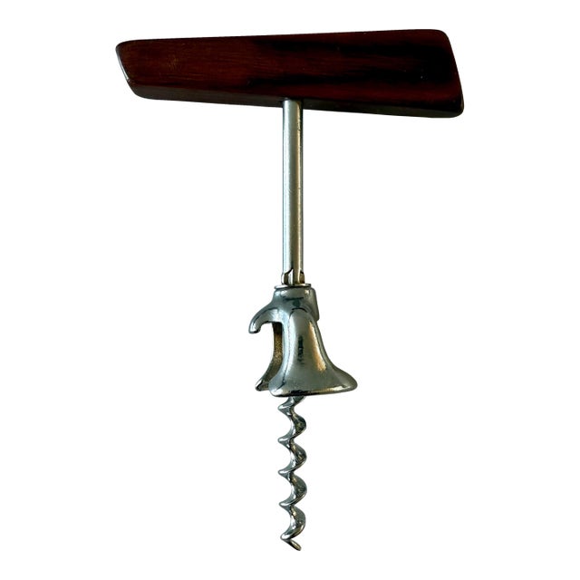 Mid Century Modern Rosewood Corkscrew Wine Bottle Opener For Sale